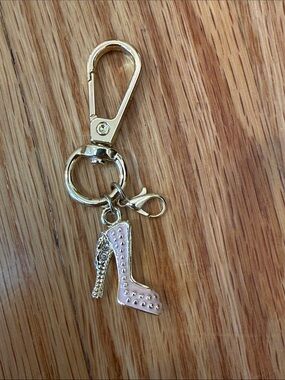 TARTE Gold and Pink High Heel Charm Keychain - Women Accessories